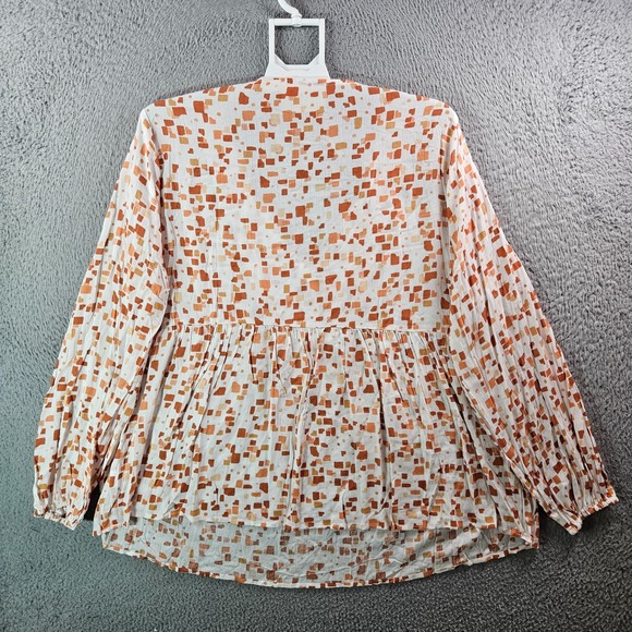 NEW Savanna Jane Top‎ Blouse Women 1X Embroidered Long Sleeve White Red Brown - Picture 5 of 8